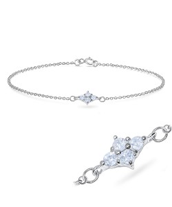 CZ Setting on Flower Silver Bracelet BRS-572